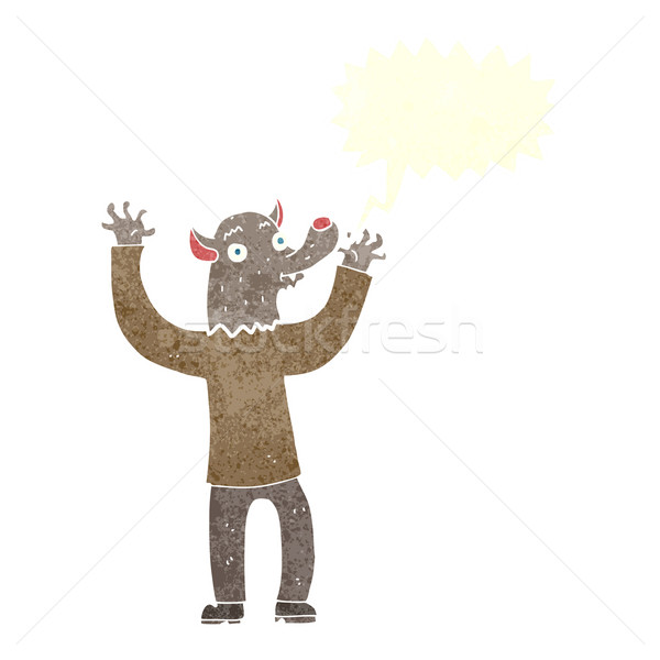 Cartoon heureux loup-garou homme bulle main Photo stock © lineartestpilot