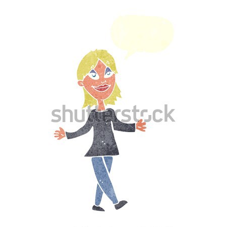 cartoon woman with no worries with speech bubble Stock photo © lineartestpilot