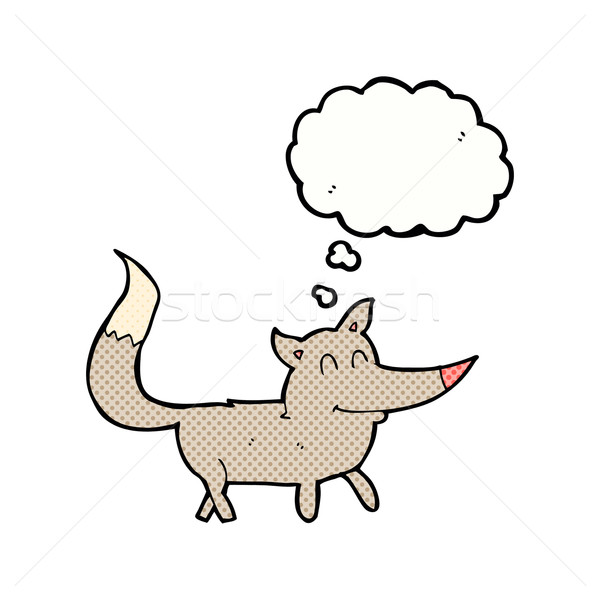 Cartoon peu loup bulle de pensée main design [[stock_photo]] © lineartestpilot