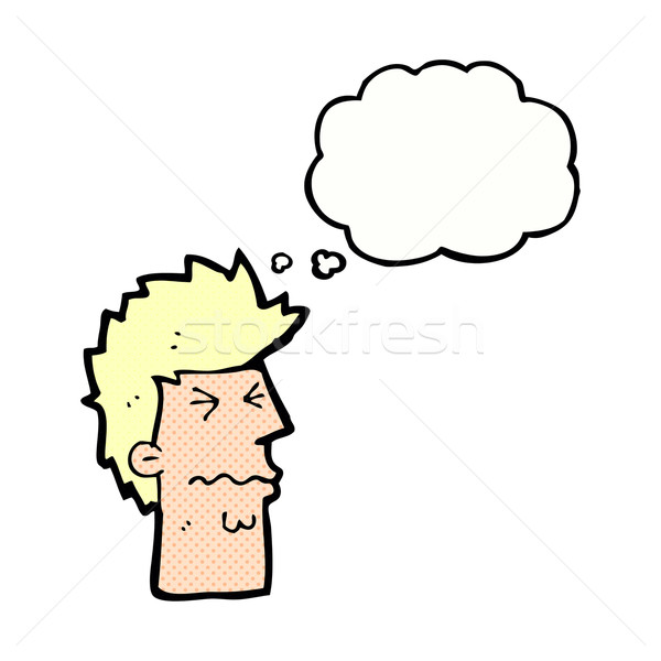 cartoon stressed out face with thought bubble Stock photo © lineartestpilot