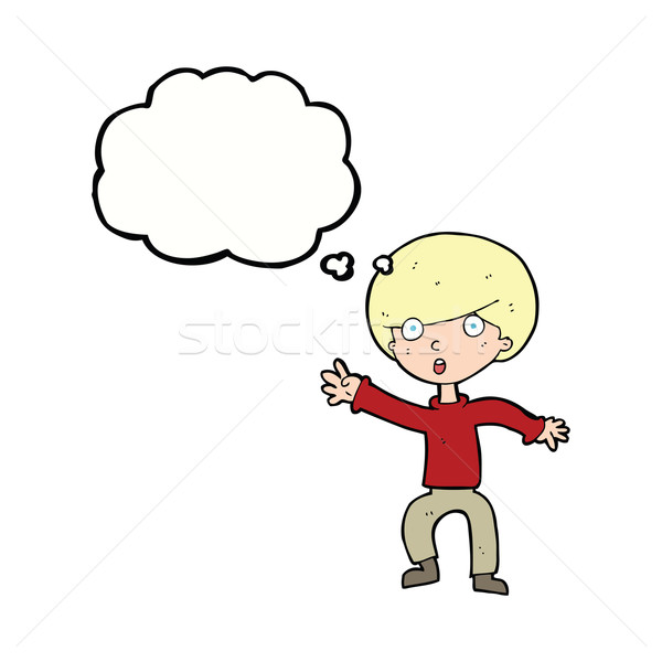 cartoon panicking boy with thought bubble Stock photo © lineartestpilot