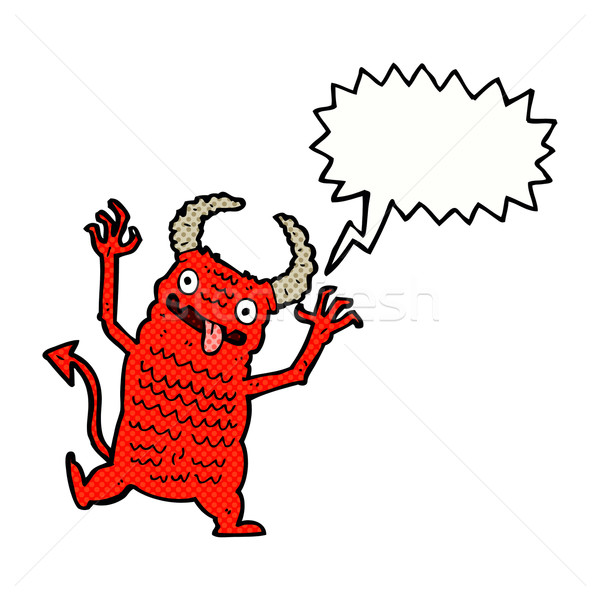 Karikatür iblis konuşma balonu el dizayn sanat Stok fotoğraf © lineartestpilot