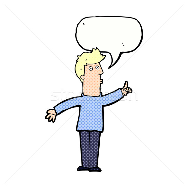 cartoon man advising caution with speech bubble Stock photo © lineartestpilot