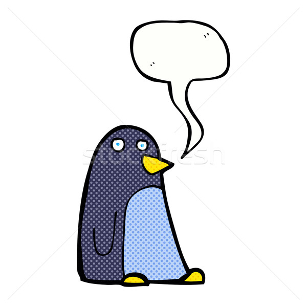 Karikatür penguen konuşma balonu el dizayn sanat Stok fotoğraf © lineartestpilot