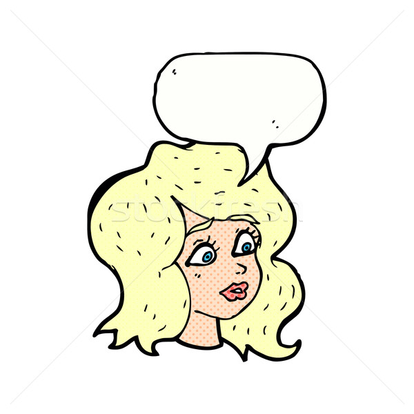 cartoon woman looking concerned with speech bubble Stock photo © lineartestpilot