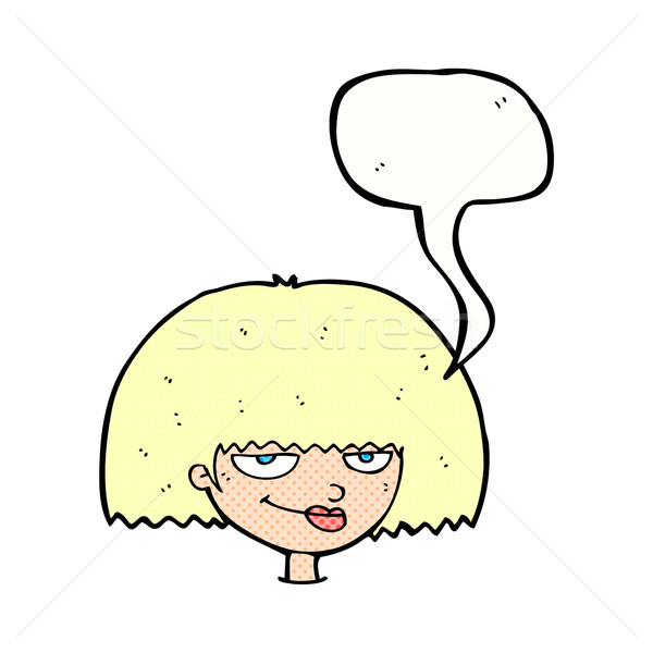 cartoon mean female face with speech bubble Stock photo © lineartestpilot