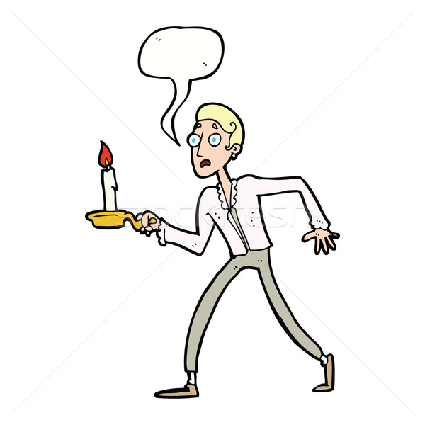 Cartoon peur homme marche chandelier discours [[stock_photo]] © lineartestpilot