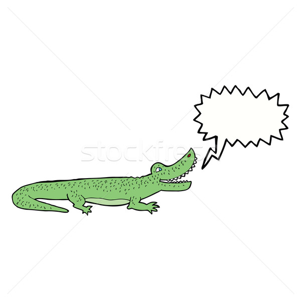Cartoon счастливым крокодила речи пузырь стороны дизайна Сток-фото © lineartestpilot