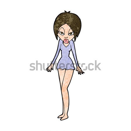 Fumetto cartoon confusi donna abito da cocktail retro Foto d'archivio © lineartestpilot