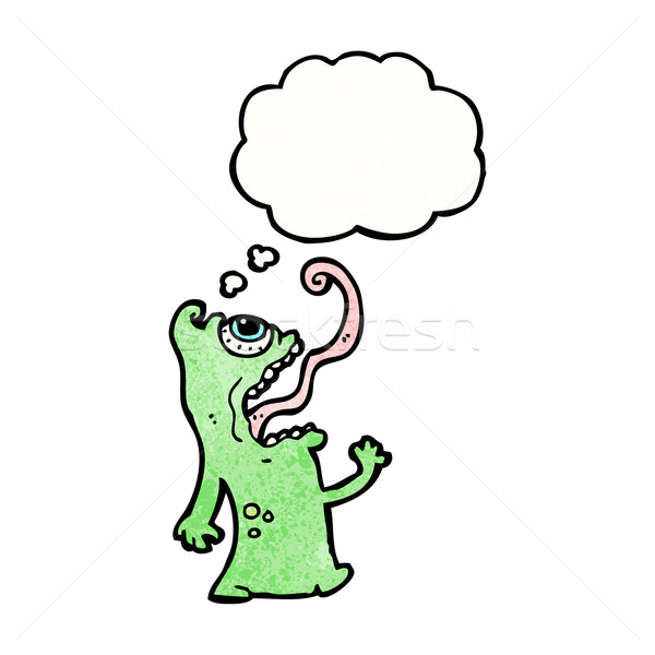Desen animat monstru bule gandire textură mână fericit Imagine de stoc © lineartestpilot