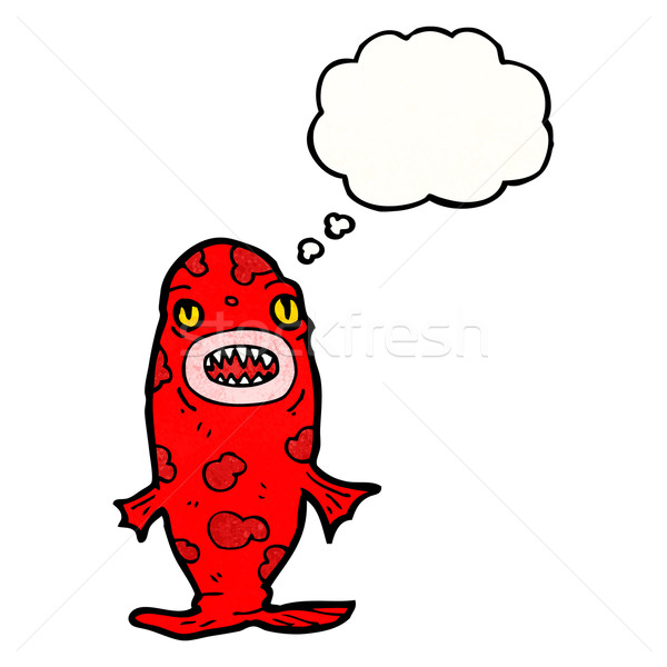 Desen animat piranha textură mână fericit gândire Imagine de stoc © lineartestpilot