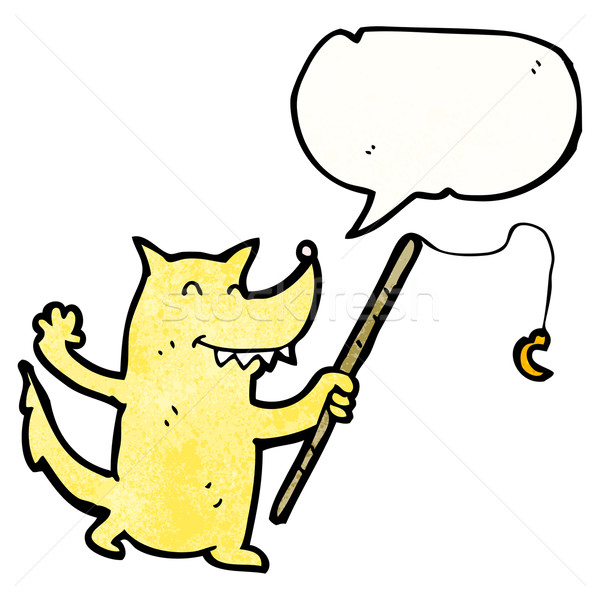 cartoon wolf with fishing rod Stock photo © lineartestpilot