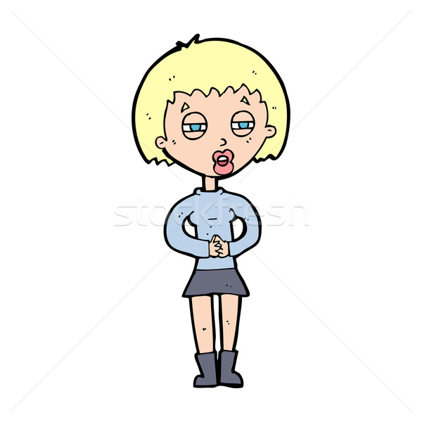cartoon suspicious girl Stock photo © lineartestpilot