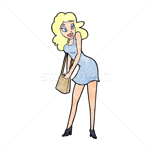 Cartoon kobieta patrząc torebka strony projektu Zdjęcia stock © lineartestpilot