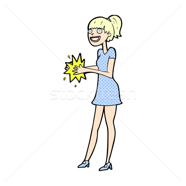 comic cartoon woman clapping hands Stock photo © lineartestpilot