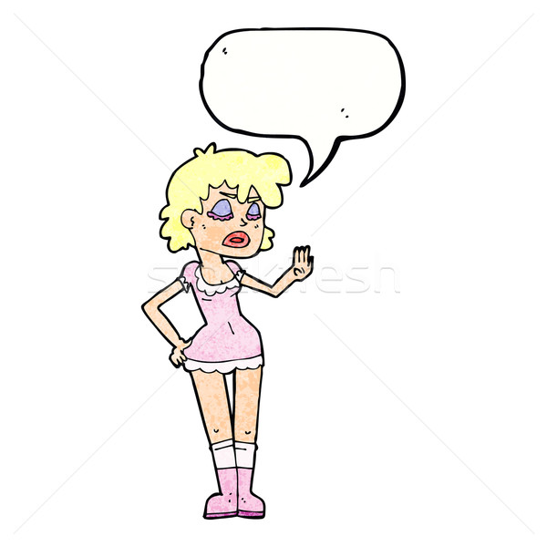 cartoon woman making dismissive gesture with speech bubble Stock photo © lineartestpilot