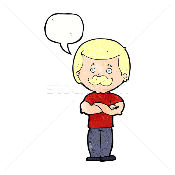 cartoon manly mustache man with speech bubble Stock photo © lineartestpilot