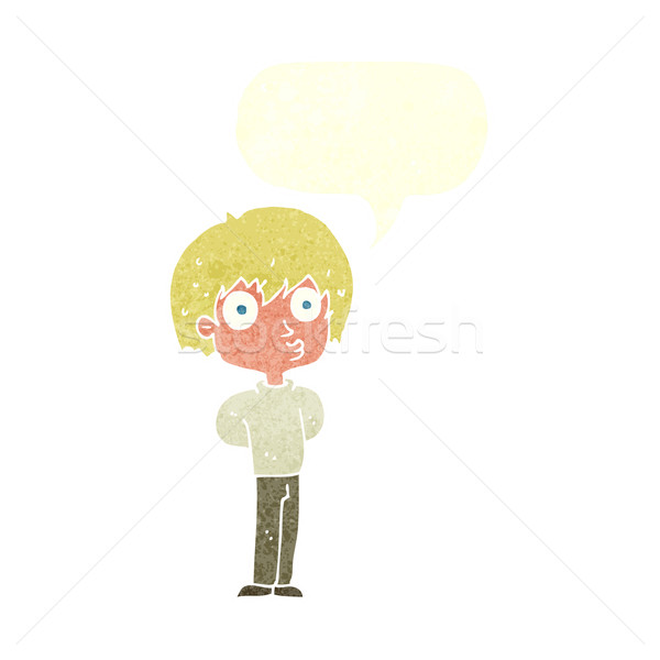 cartoon impressed boy with speech bubble Stock photo © lineartestpilot