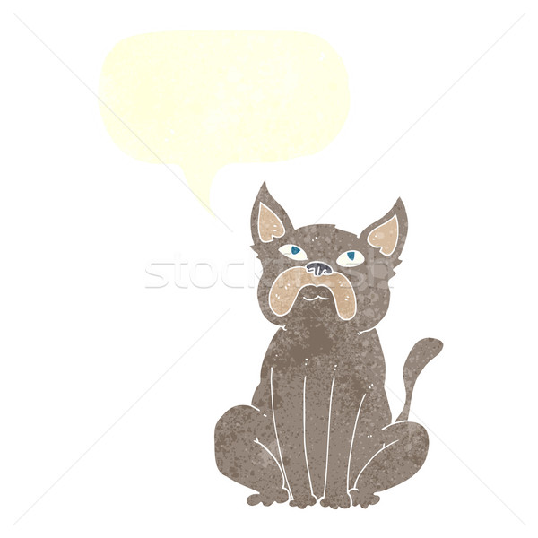 cartoon grumpy little dog with speech bubble Stock photo © lineartestpilot