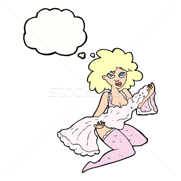 cartoon woman changing with thought bubble Stock photo © lineartestpilot