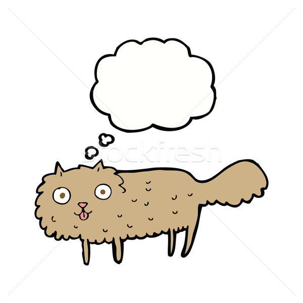 Desenho animado peludo gato balão de pensamento mão projeto Foto stock © lineartestpilot