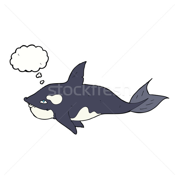 cartoon killer whale with thought bubble Stock photo © lineartestpilot