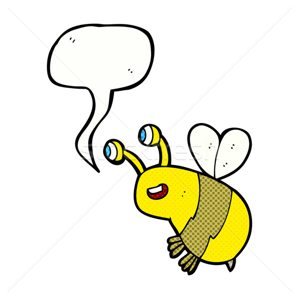 Desen animat fericit albină bule de vorbire mână proiect Imagine de stoc © lineartestpilot
