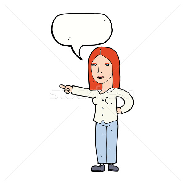 cartoon woman pointing with speech bubble Stock photo © lineartestpilot