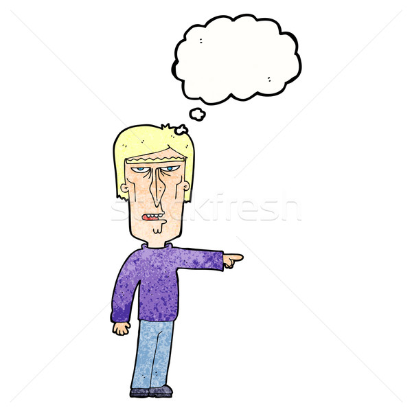 Cartoon pointant homme bulle de pensée main design Photo stock © lineartestpilot
