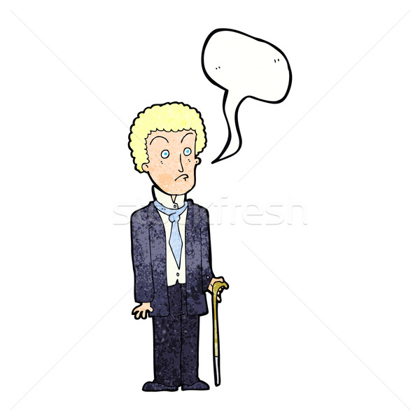 Cartoon malheureux gentleman bulle main homme [[stock_photo]] © lineartestpilot