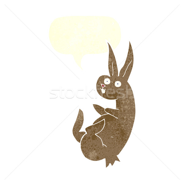 cue cartoon rabbit with speech bubble Stock photo © lineartestpilot