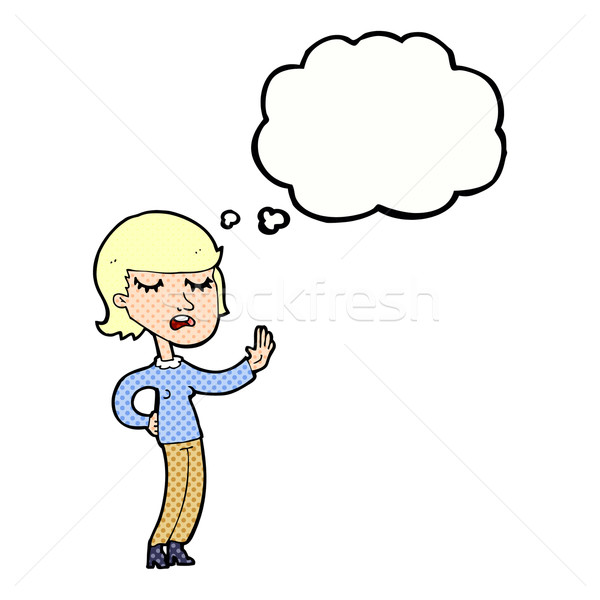 Stock photo: cartoon woman ignoring with thought bubble