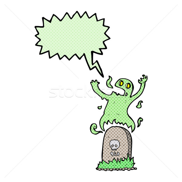 [[stock_photo]]: Cartoon · fantôme · grave · bulle · main