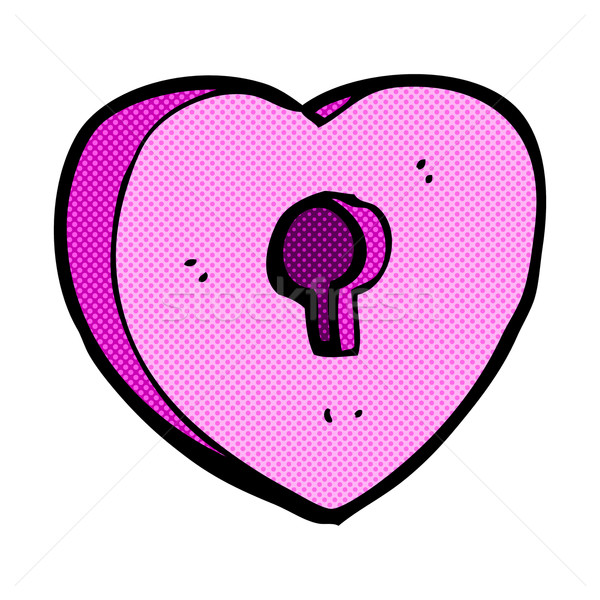 Cômico desenho animado coração buraco de fechadura retro Foto stock © lineartestpilot