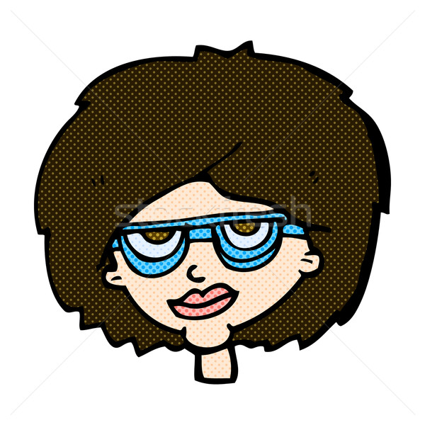 комического Cartoon женщину очки ретро Сток-фото © lineartestpilot