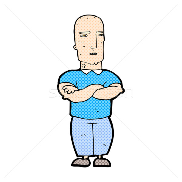 Cômico desenho animado irritado careca homem retro Foto stock © lineartestpilot