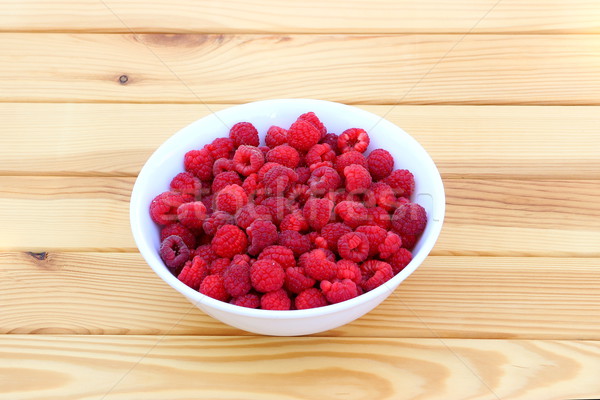 Raspberries in plate Stock photo © Lio22
