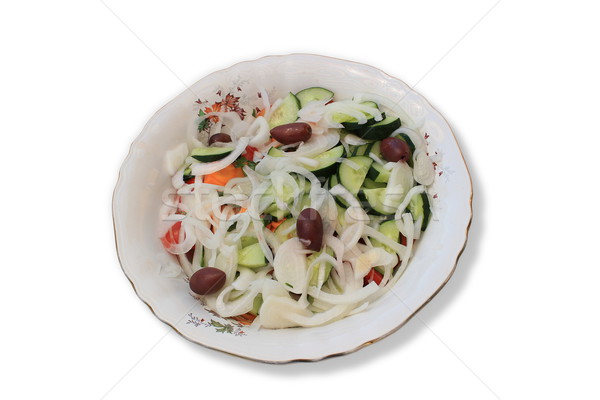 Effettivo greco insalata bianco piatto isolato Foto d'archivio © Lio22