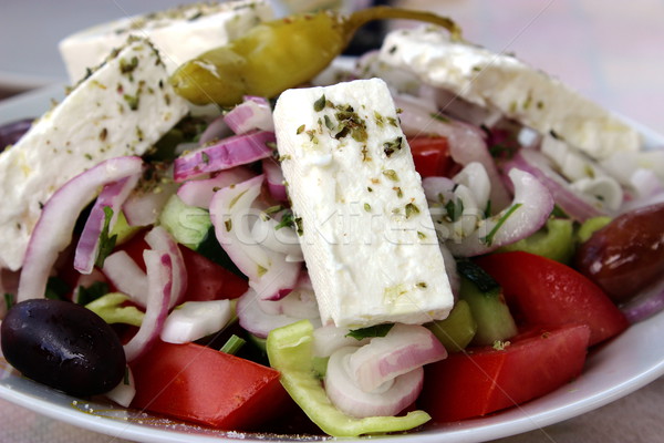 Effettivo greco insalata bianco piatto primo piano Foto d'archivio © Lio22