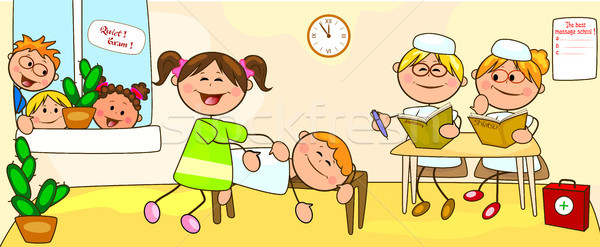 Okul masaj kız sınav karikatür Stok fotoğraf © liolle