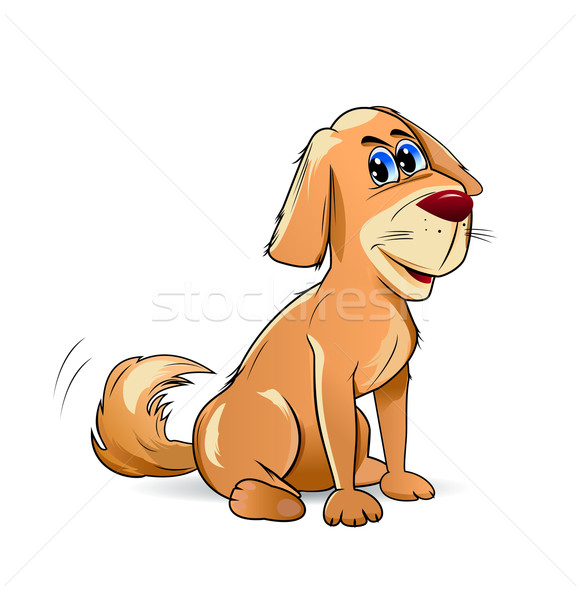 Cãozinho desenho animado marrom cor branco animal Foto stock © liolle
