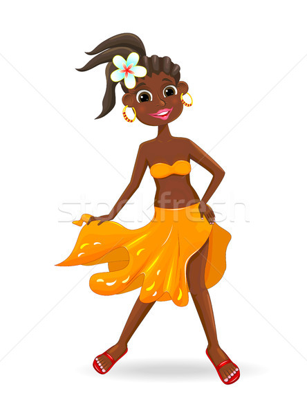 Kız turuncu etek Afrika küçük kız çiçek Stok fotoğraf © liolle