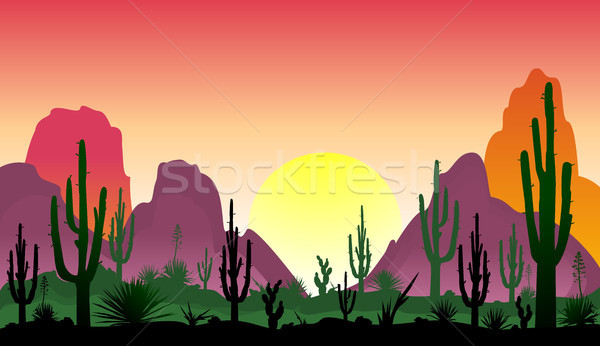 Stony desert with cacti  Stock photo © liolle