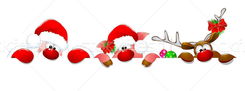 Santa Claus, deer and piglet  Stock photo © liolle