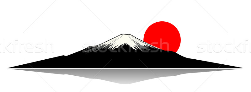 Fuji Dağı kırmızı güneş siluet manzara siyah Stok fotoğraf © liolle