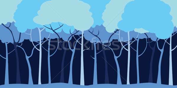 Pădure noapte peisaj artă albastru negru Imagine de stoc © lirch