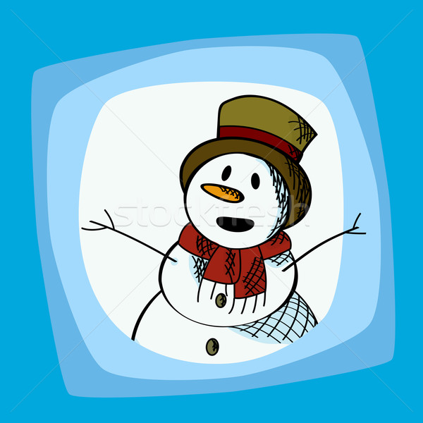 Sneeuwpop clip art illustratie winter vakantie sneeuw Stockfoto © lirch