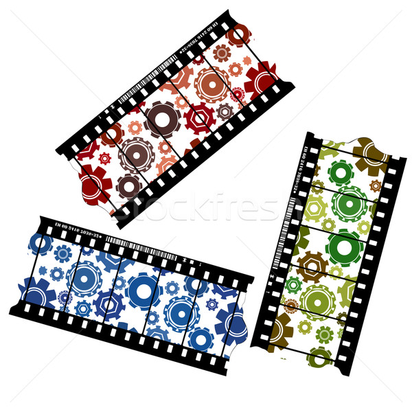 Engrenagens filmstrip engrenagens vermelho verde azul Foto stock © lirch