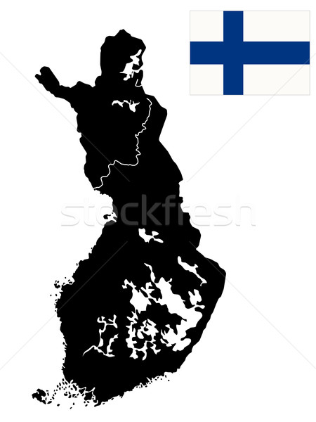 Gedetailleerd kaart Finland eilanden rivieren geïsoleerde objecten Stockfoto © lirch