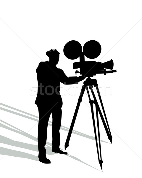 Kamery człowiek biały cień sylwetka działalności Zdjęcia stock © lirch